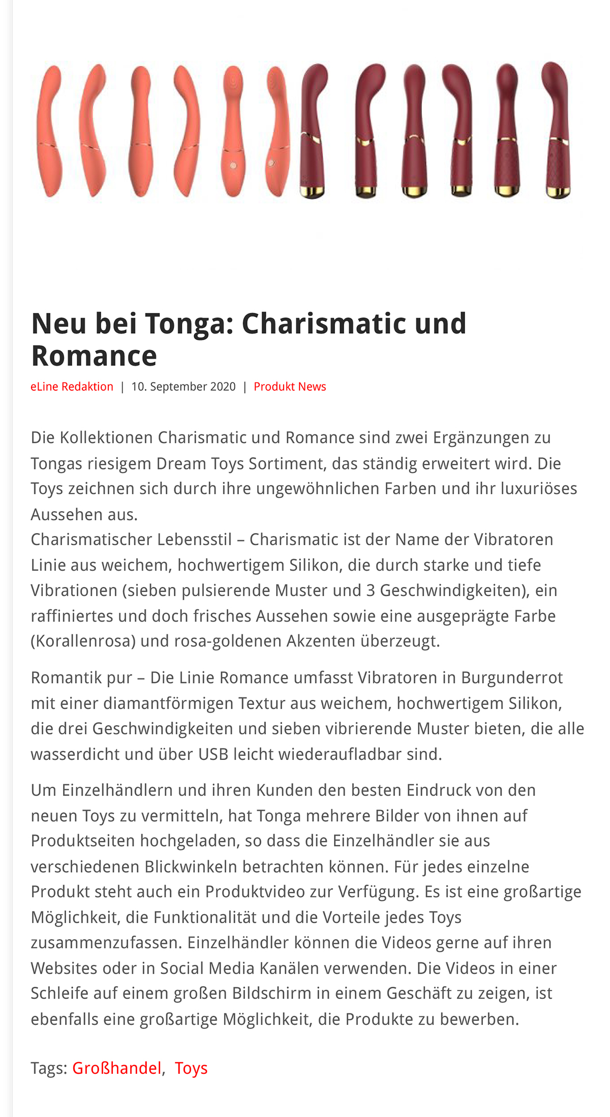 2020-09 eLine Online - Dream Toys Charismatic und Romance